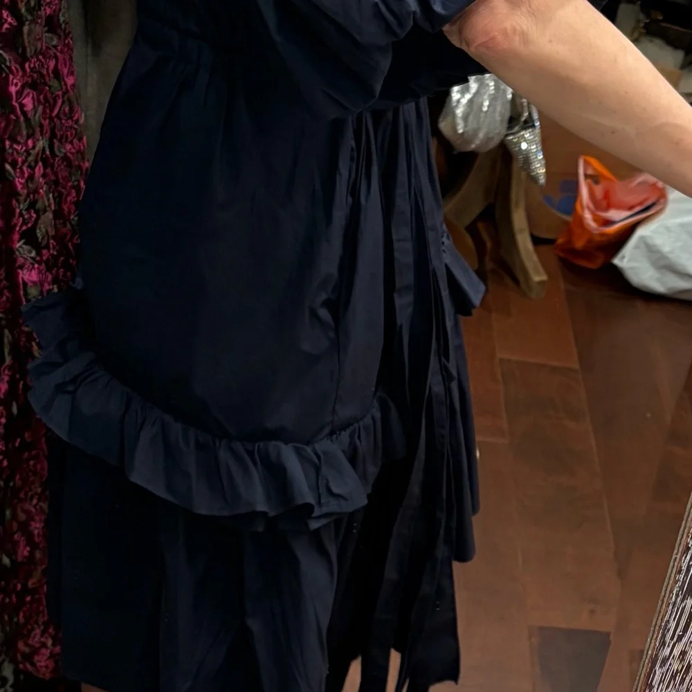 Blue Puff-Sleeve Ruffle Shirt Dress - Beulahstyle - Picture 4 of 7